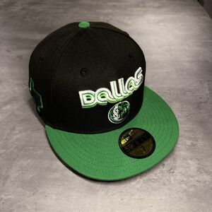Hat Club Dallas Mavericks New Era Cap Black Neon Kelly Green Texas State Outline